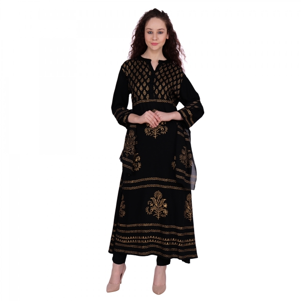 Black Printed Kurti (SKD)